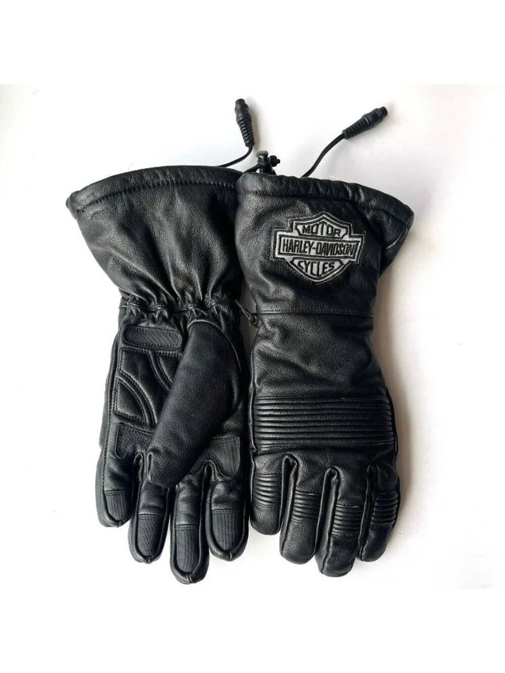 Harley Davidson XS Leather Gauntlet Electric Heated Motorcycle Gloves 12V READ